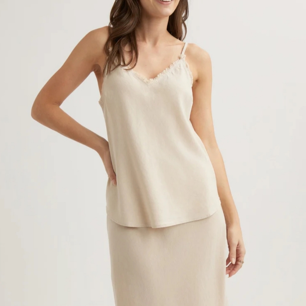 Bella Dahl Cream Frayed Cami